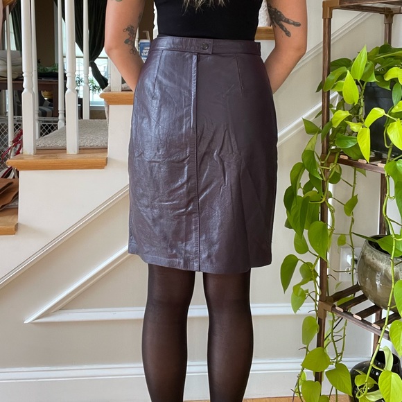 Deep Purple Leather Handmade Skirt from Argentina - Picture 2 of 11